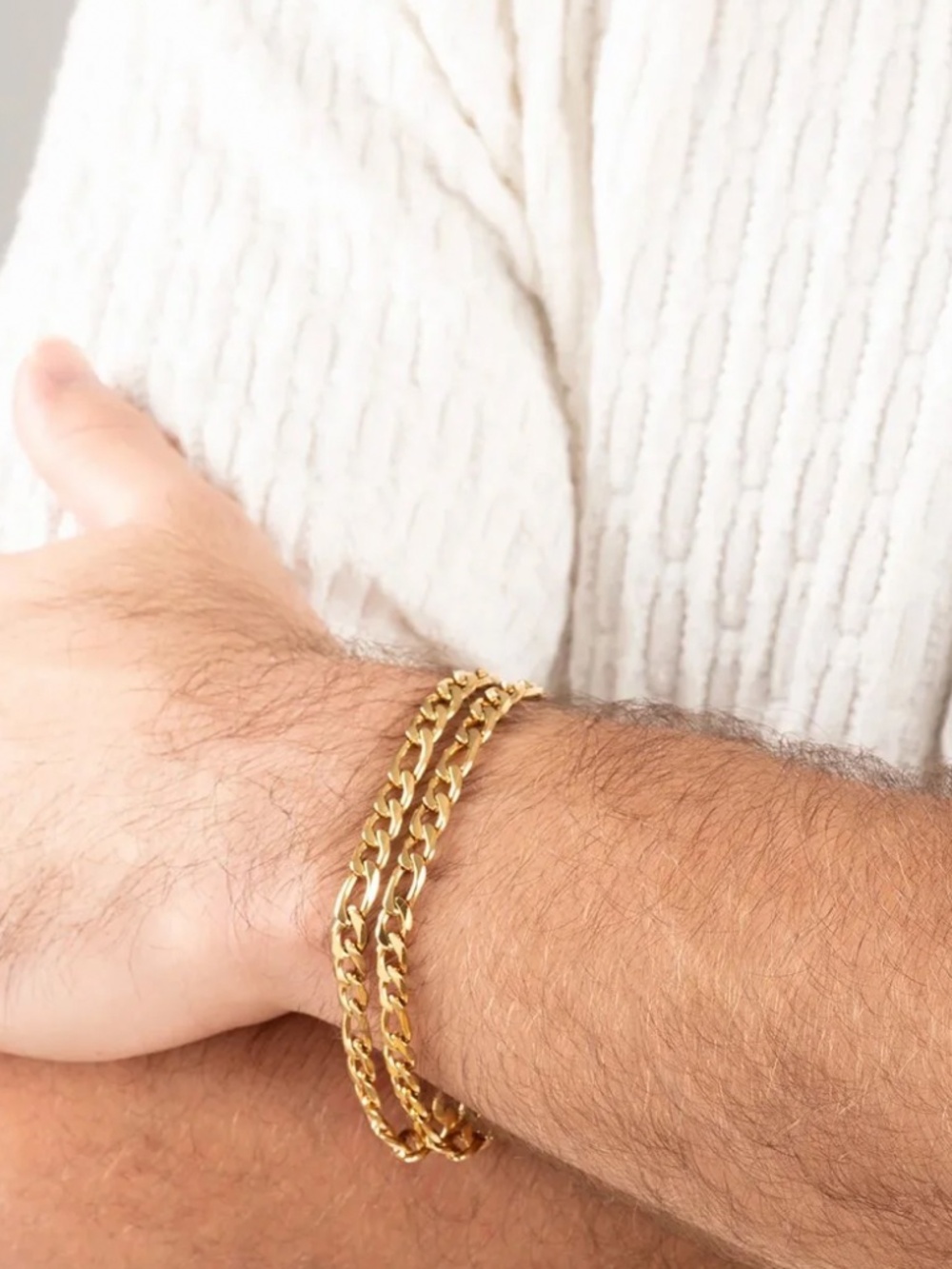 Bracelet -18K Gold PVD Stainless Steel Diamond Cut Curb Chain Bracelet